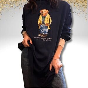 Ralph Lauren Polo Bear Hoodie • Navy 3XLT • Yellow Jacket Bear • Longline Cotton